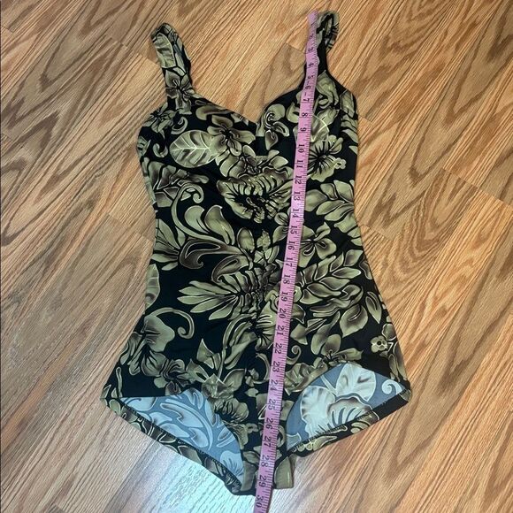Vintage Maxine Swimsuit, one piece, black, tan, 14 - Picture 11 of 11